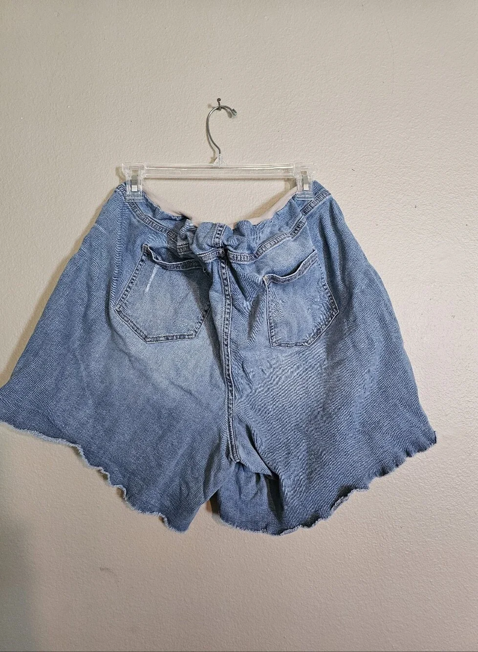 Distressed Maternity Blue Denim Shorts